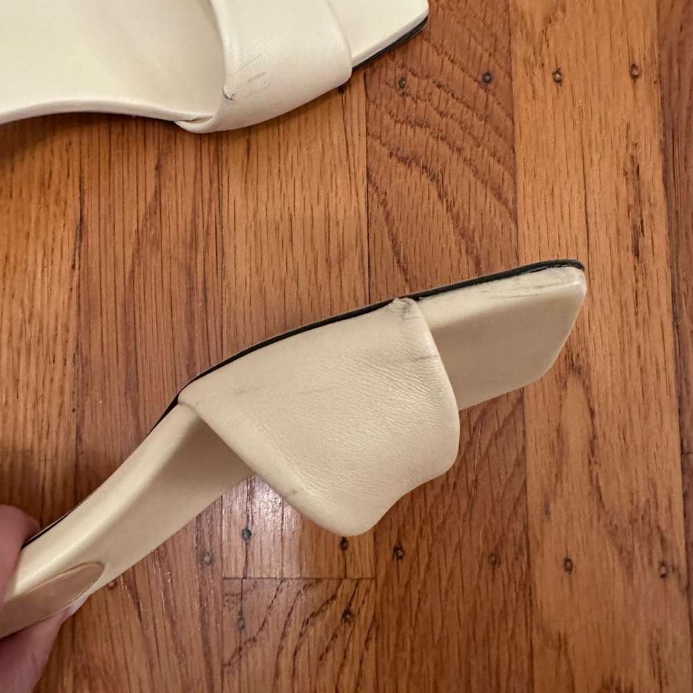 Dear Frances Cream Square-Toe Slide Heels with Wrapped Block Heel - Picture 4 of 5